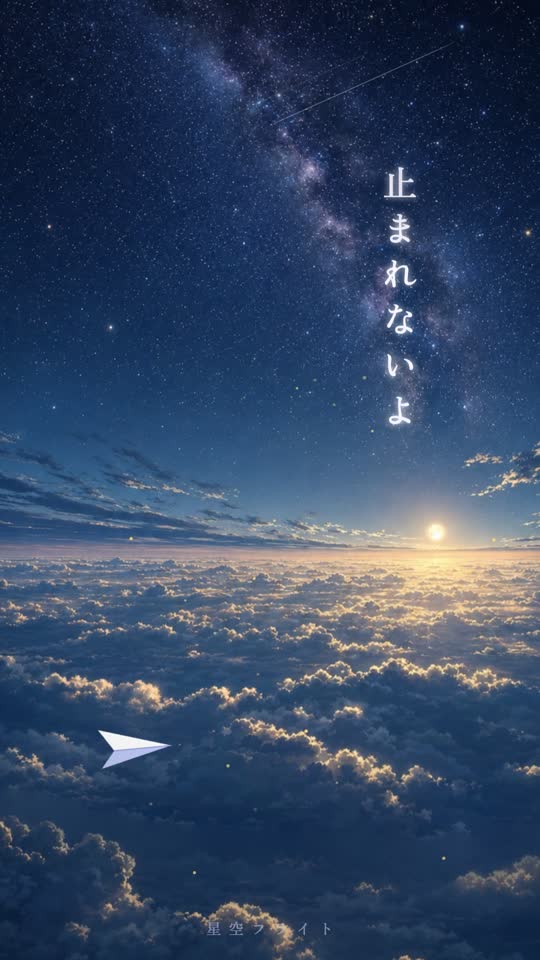 スマートフォンに映る星空フライトのリリックビデオ